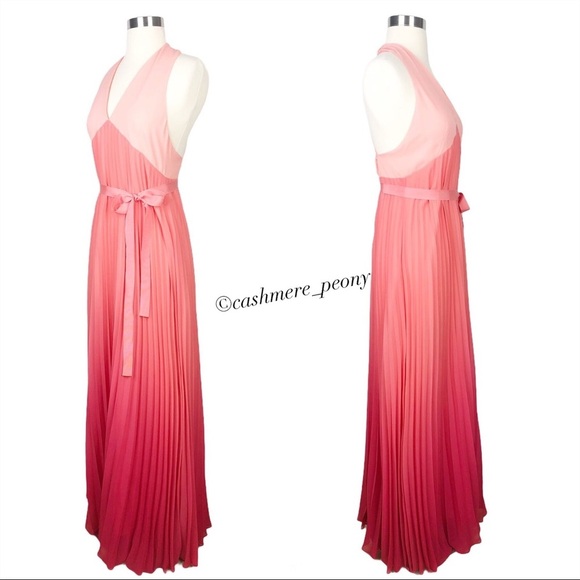 To The Max Pink Ombré Pleated Halter Maxi Dress 6 - Picture 3 of 7